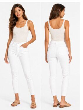 Everlane White High Rise Skinny Jeans Cropped Stretch Denim 27